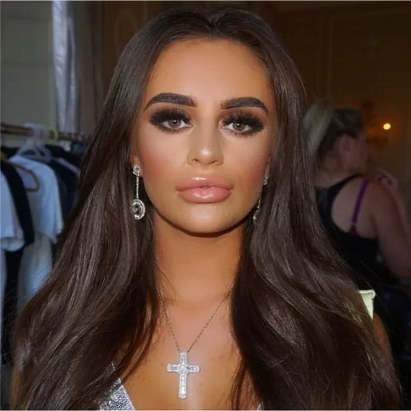 925 Sterling Silver Long Cross Necklace – CZ Statement Faith Pendant for Women