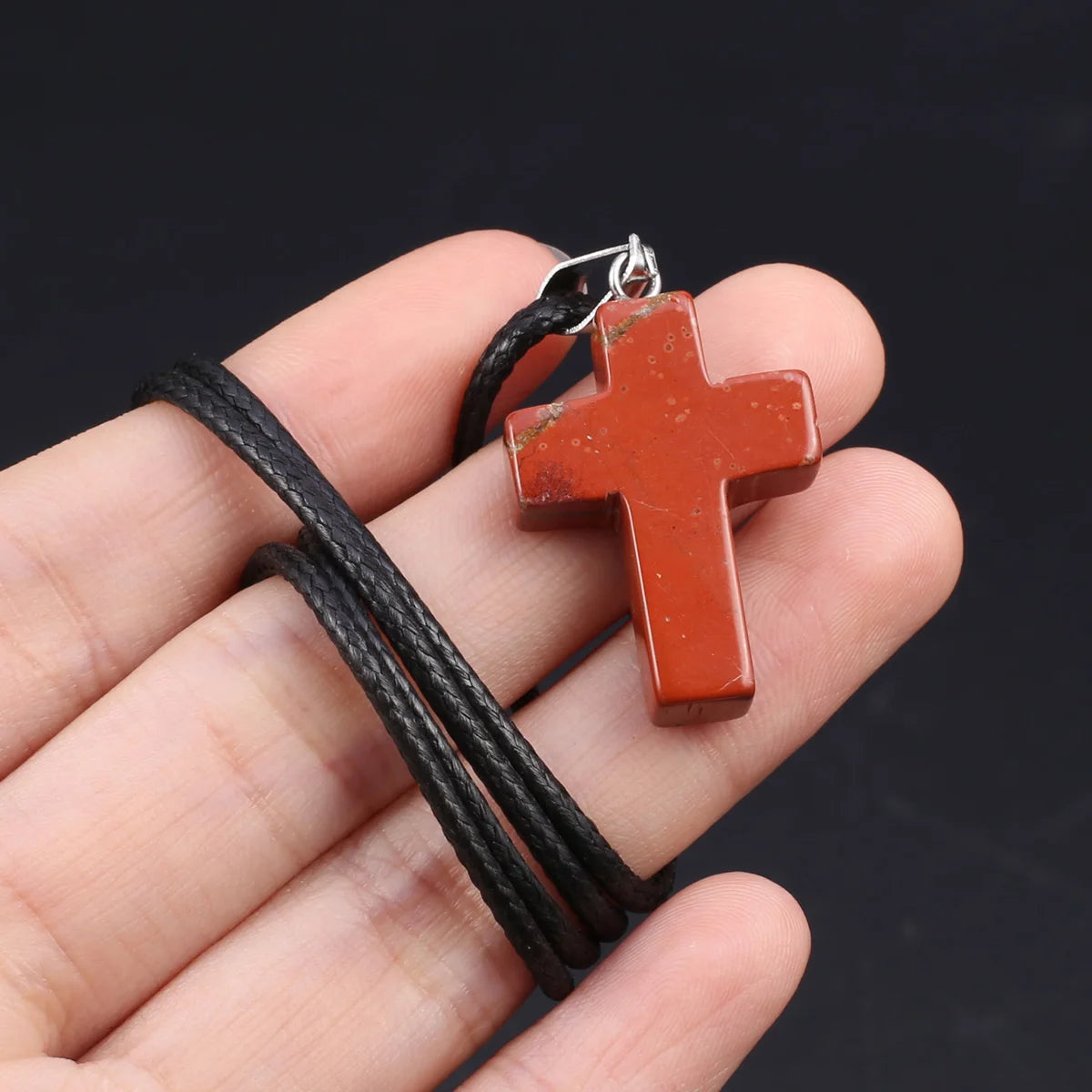 Natural Tiger Eye Cross Necklace – Semiprecious Stone Christian Pendant for Women
