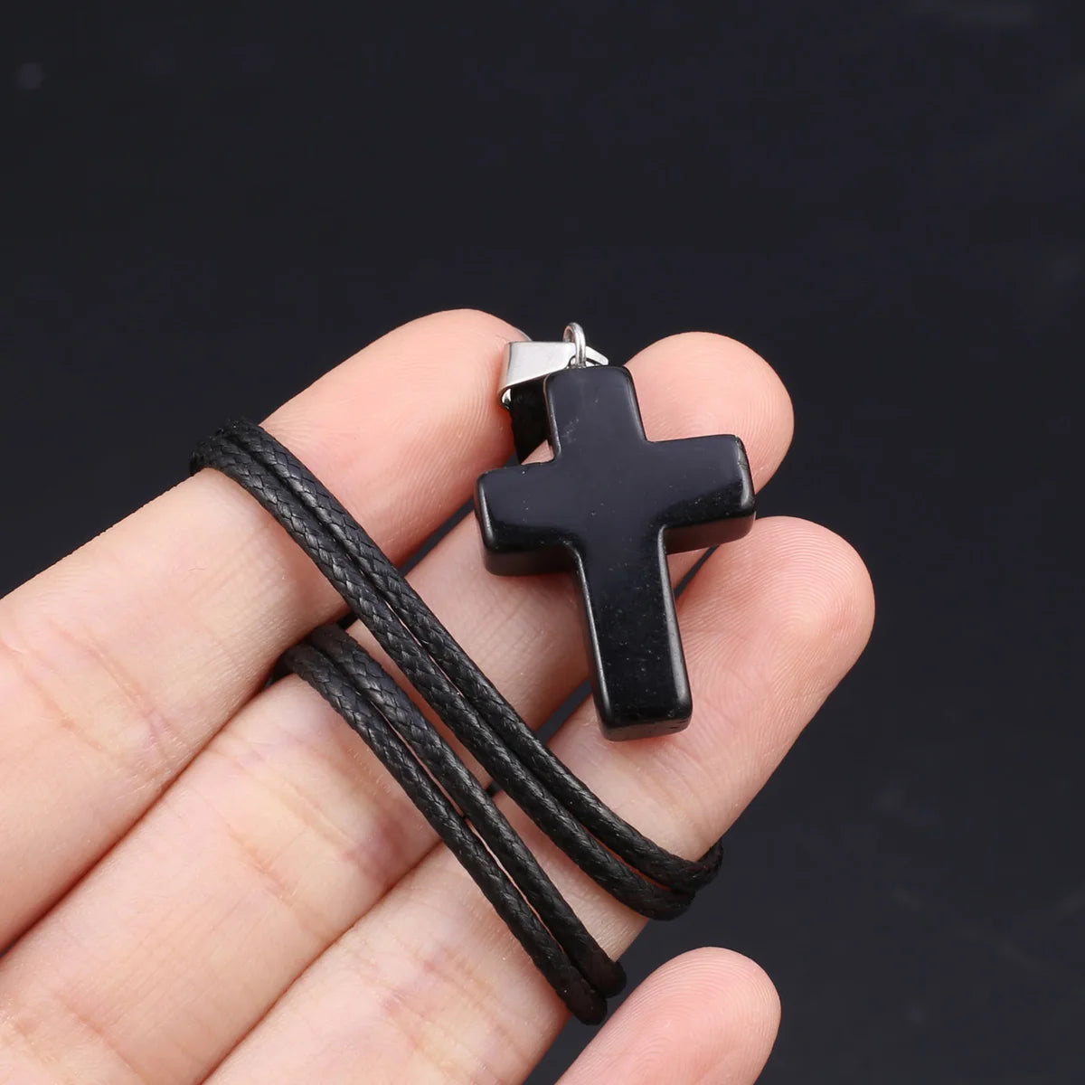 Natural Tiger Eye Cross Necklace – Semiprecious Stone Christian Pendant for Women