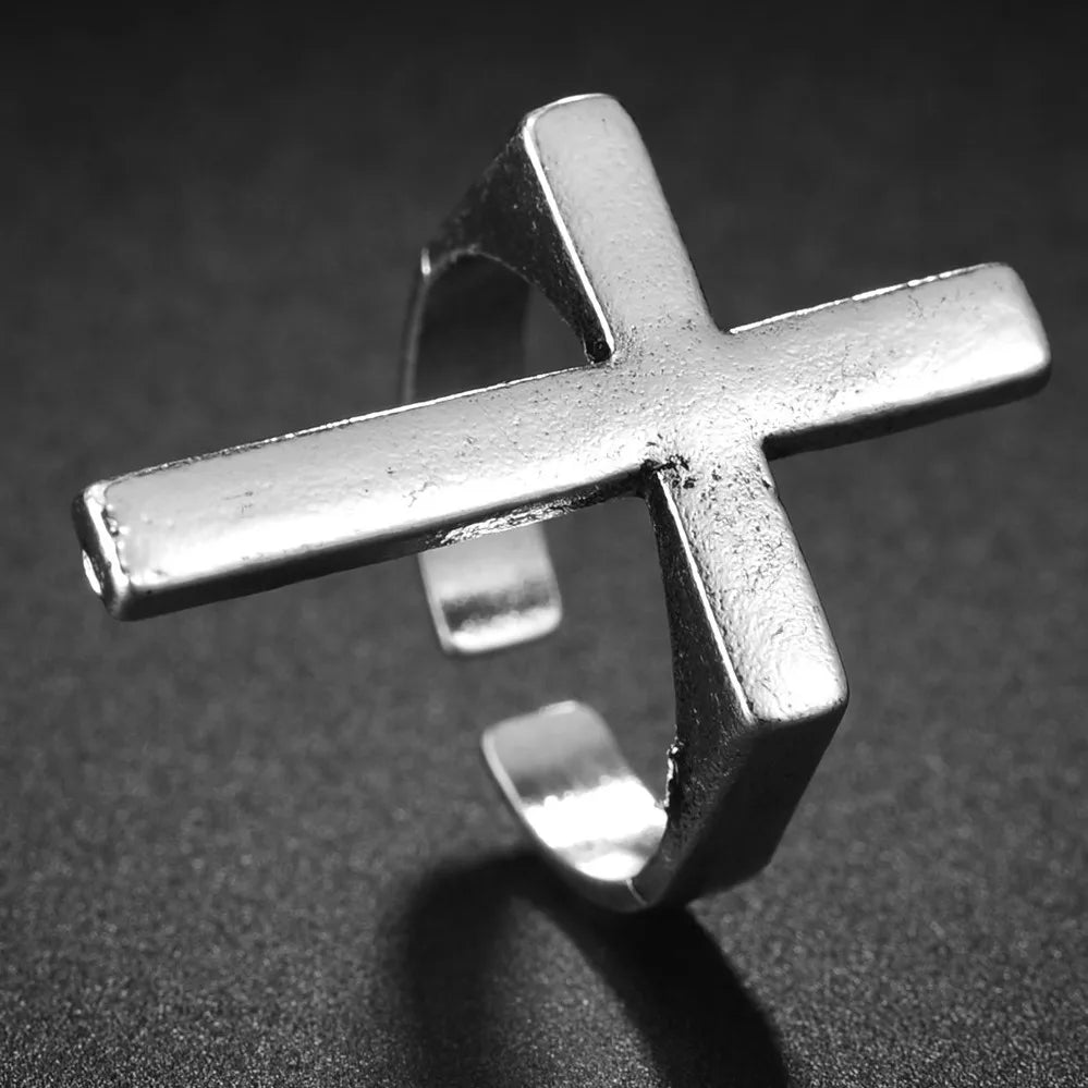 Vintage Black Cross Ring for Women Gothic Punk Steampunk Jesus Men's Ring Girl Boy Party Fashion Male Jewelry