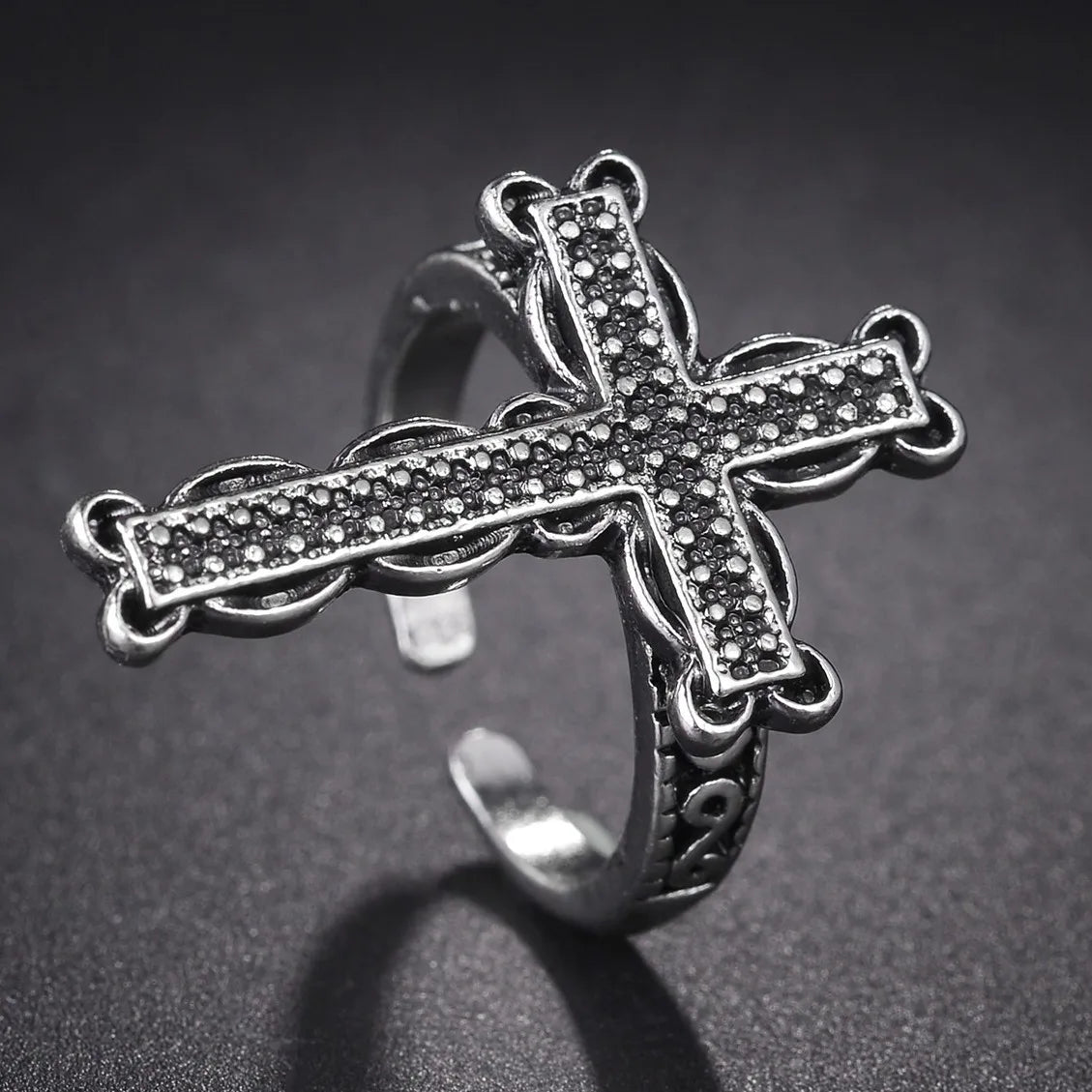 Vintage Black Cross Ring for Women Gothic Punk Steampunk Jesus Men's Ring Girl Boy Party Fashion Male Jewelry