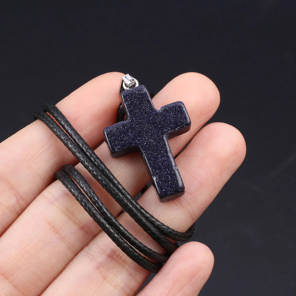 Natural Tiger Eye Cross Necklace – Semiprecious Stone Christian Pendant for Women