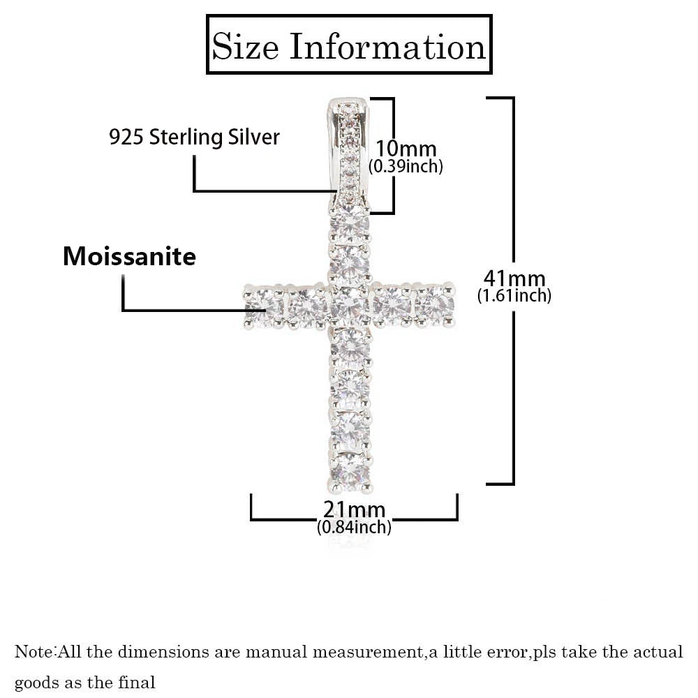 Moissanite Cross Necklace | 925 Sterling Silver VVS Shine | Luxury Faith Pendant for Women