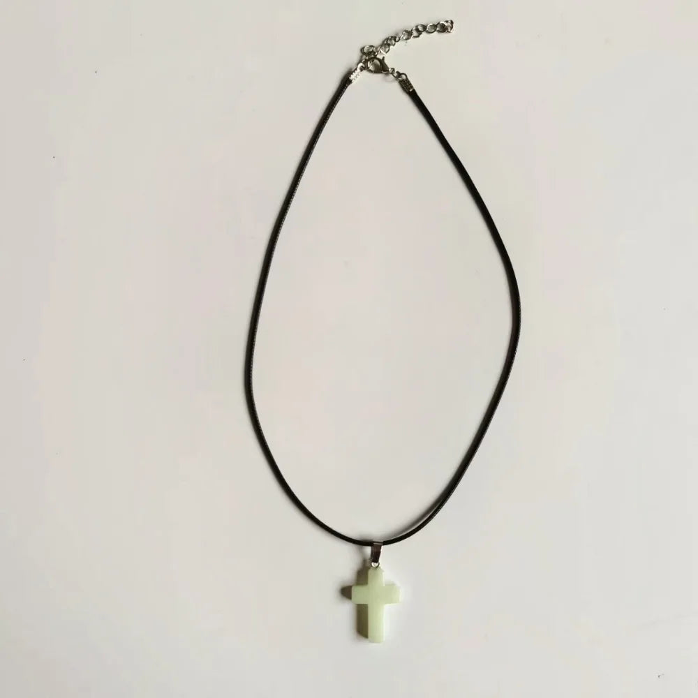 Glow in the Dark Cross Necklace – Luminous Faith Pendant for Women