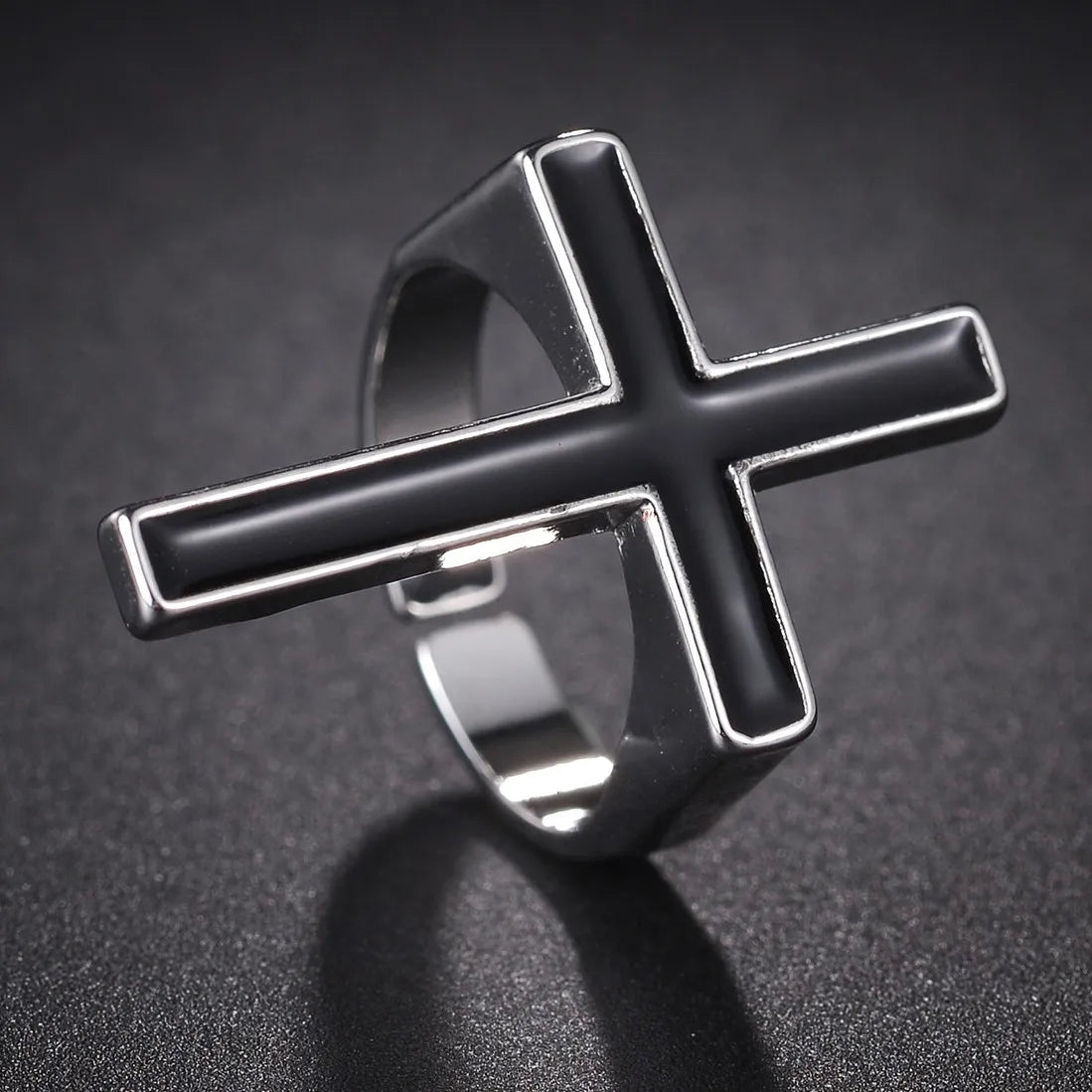 Vintage Black Cross Ring for Women Gothic Punk Steampunk Jesus Men's Ring Girl Boy Party Fashion Male Jewelry