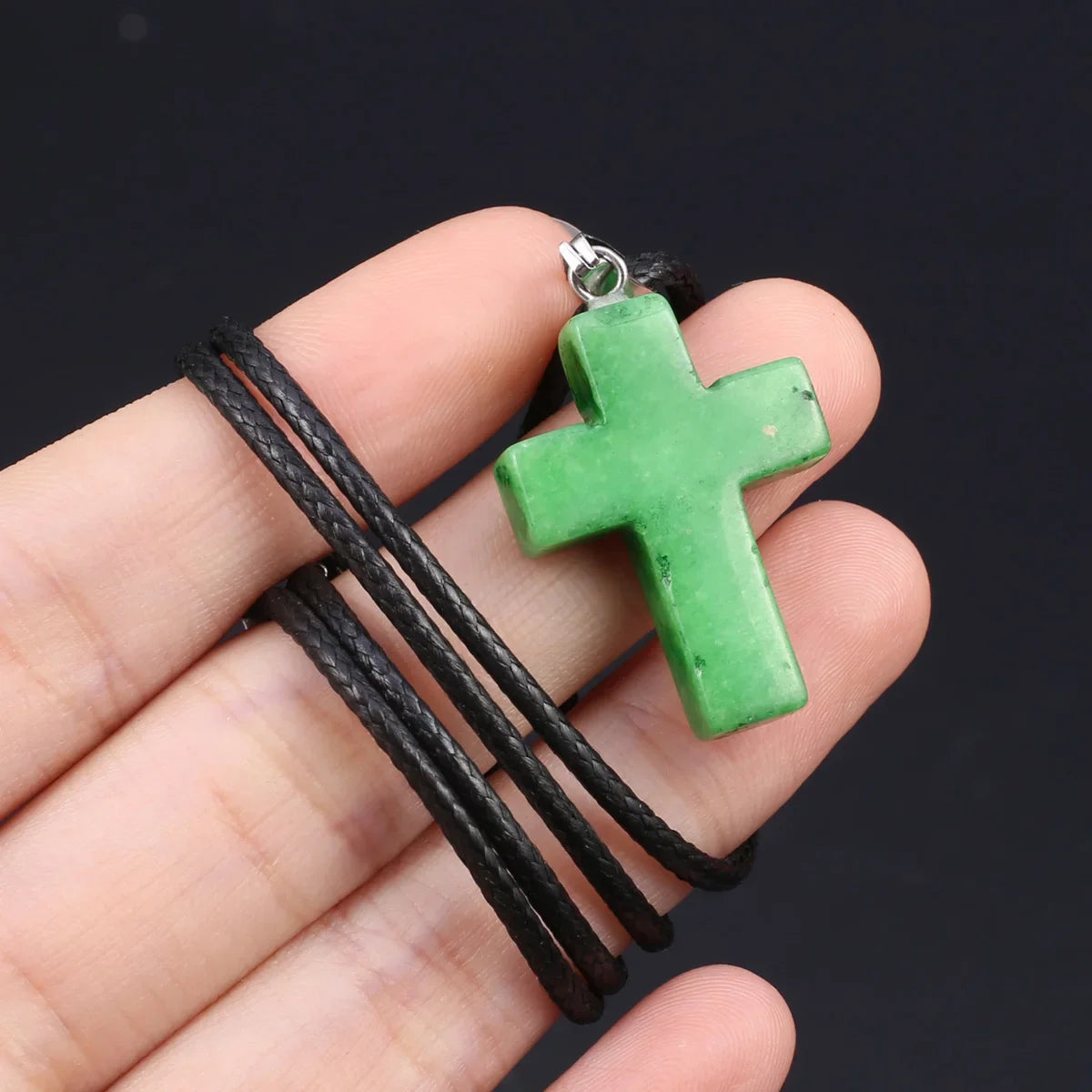 Natural Tiger Eye Cross Necklace – Semiprecious Stone Christian Pendant for Women