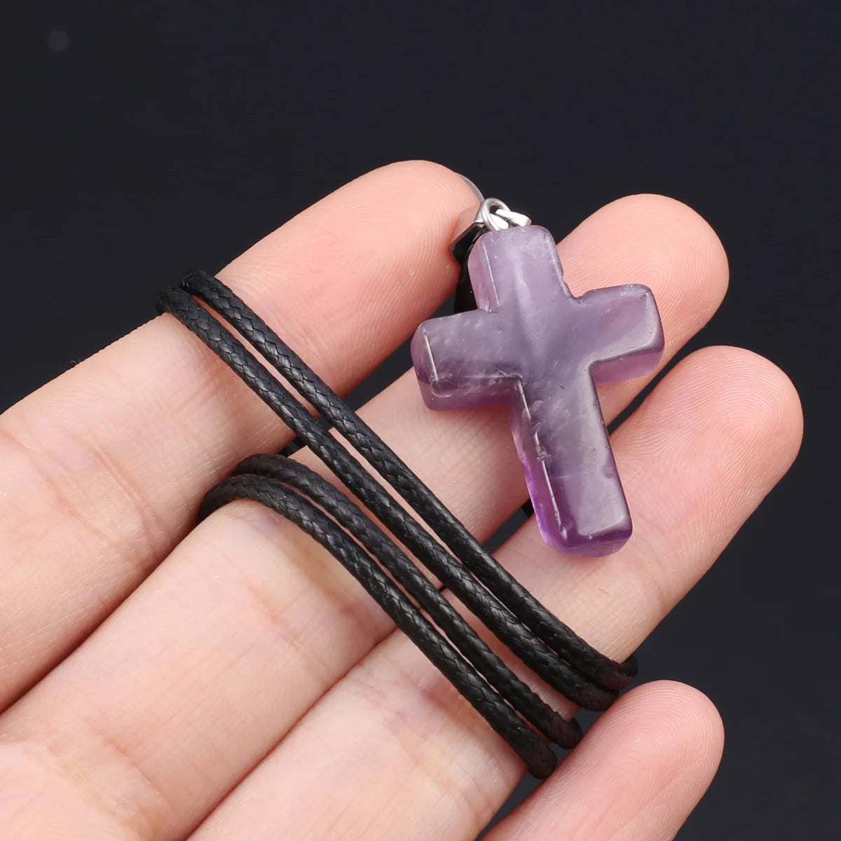 Natural Tiger Eye Cross Necklace – Semiprecious Stone Christian Pendant for Women