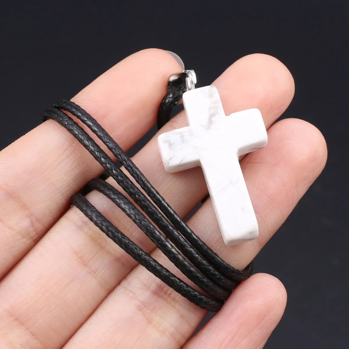 Natural Tiger Eye Cross Necklace – Semiprecious Stone Christian Pendant for Women