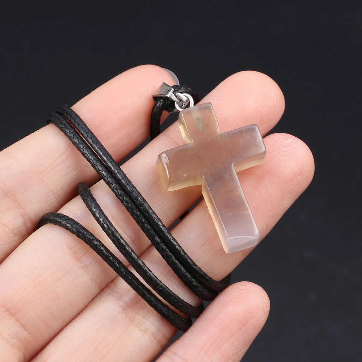 Natural Tiger Eye Cross Necklace – Semiprecious Stone Christian Pendant for Women