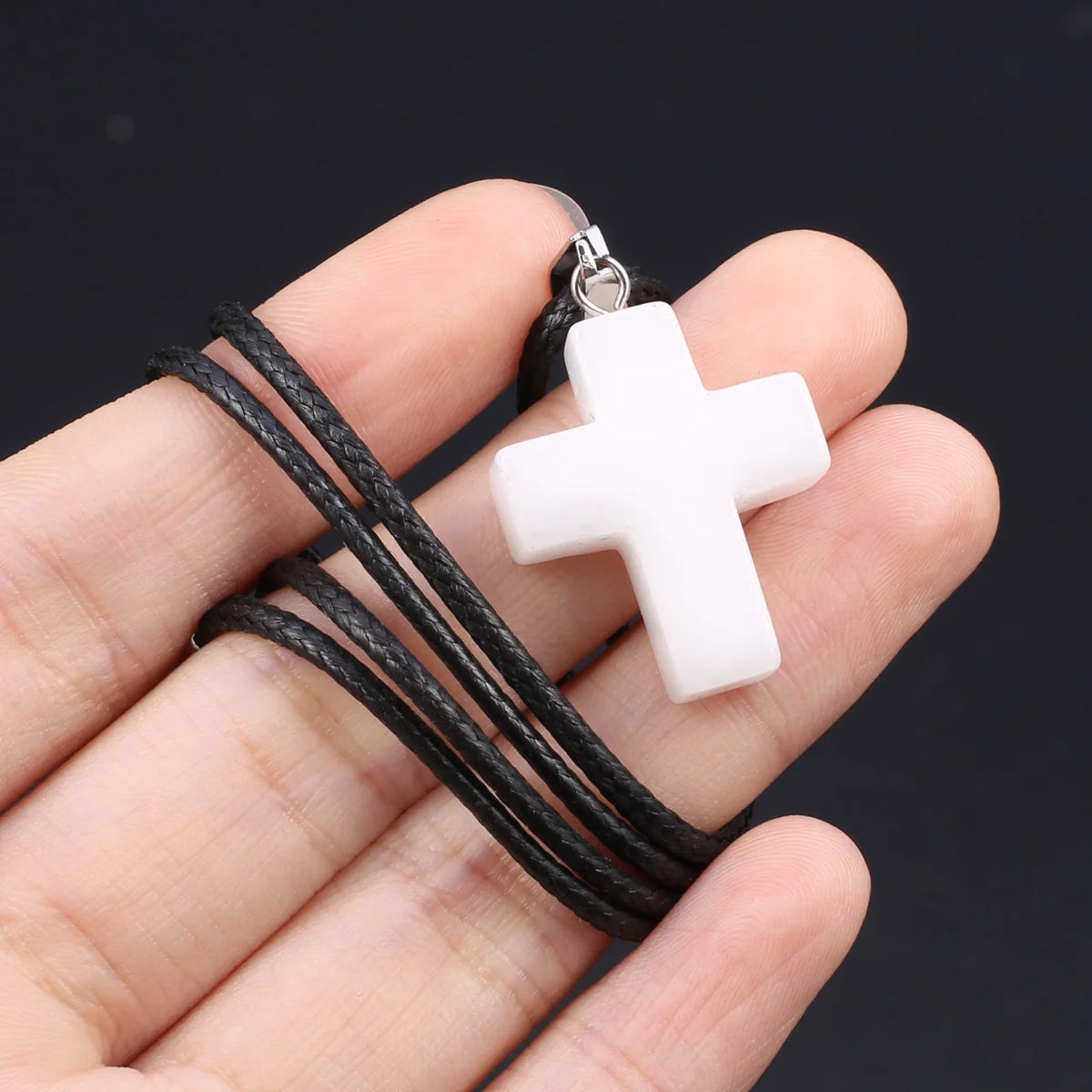 Natural Tiger Eye Cross Necklace – Semiprecious Stone Christian Pendant for Women