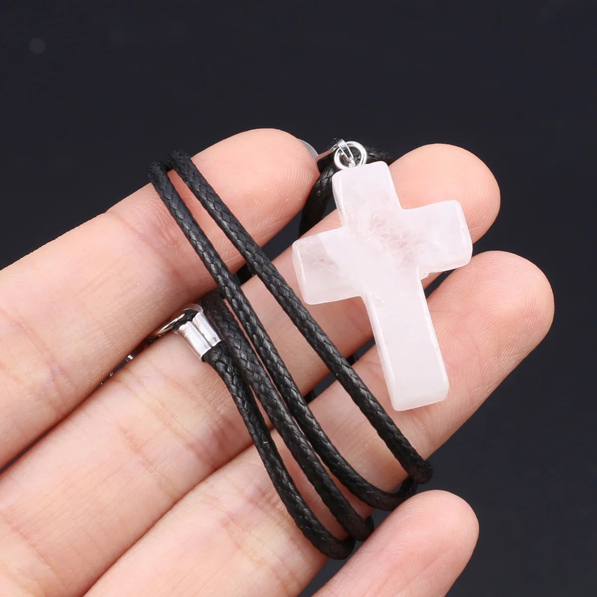 Natural Tiger Eye Cross Necklace – Semiprecious Stone Christian Pendant for Women