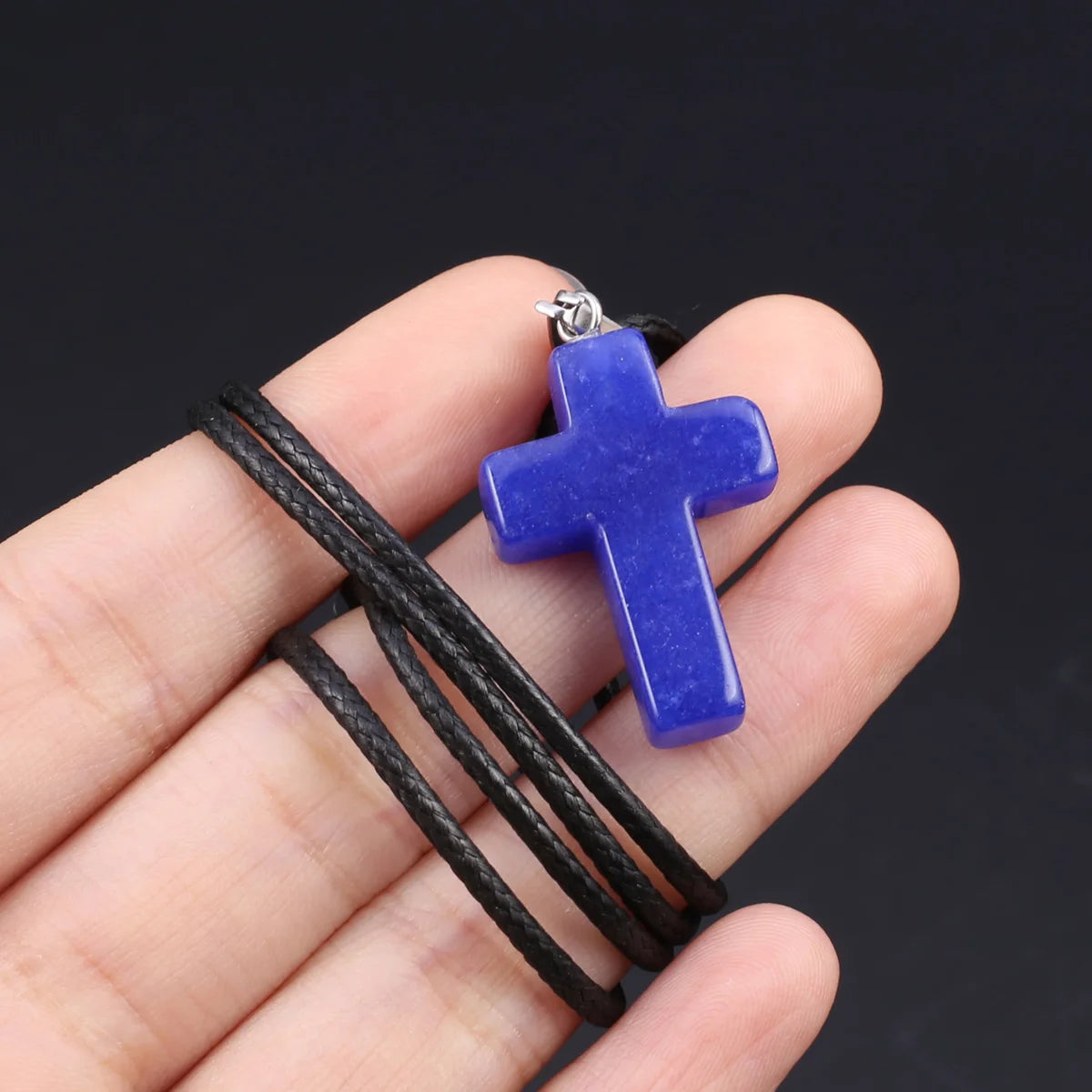 Natural Tiger Eye Cross Necklace – Semiprecious Stone Christian Pendant for Women