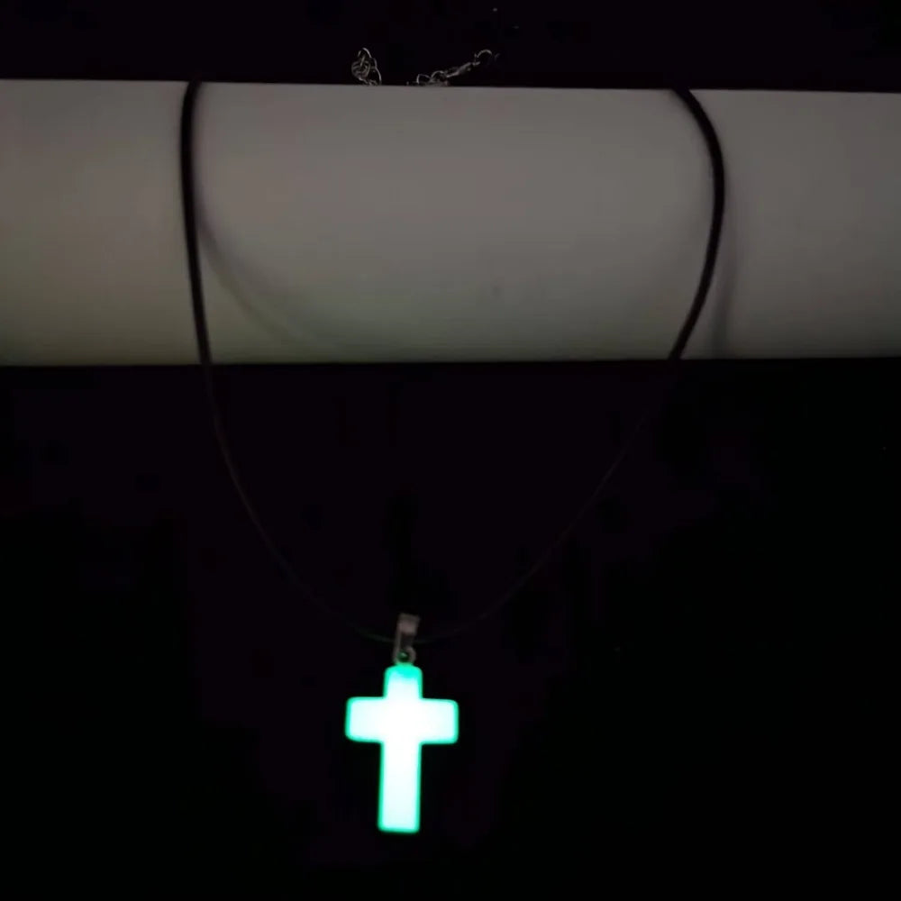 Glow in the Dark Cross Necklace – Luminous Faith Pendant for Women