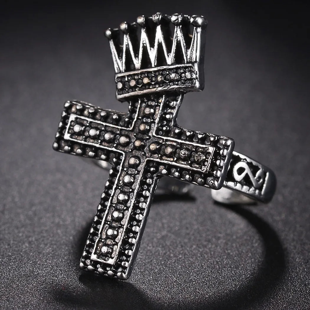 Vintage Black Cross Ring for Women Gothic Punk Steampunk Jesus Men's Ring Girl Boy Party Fashion Male Jewelry