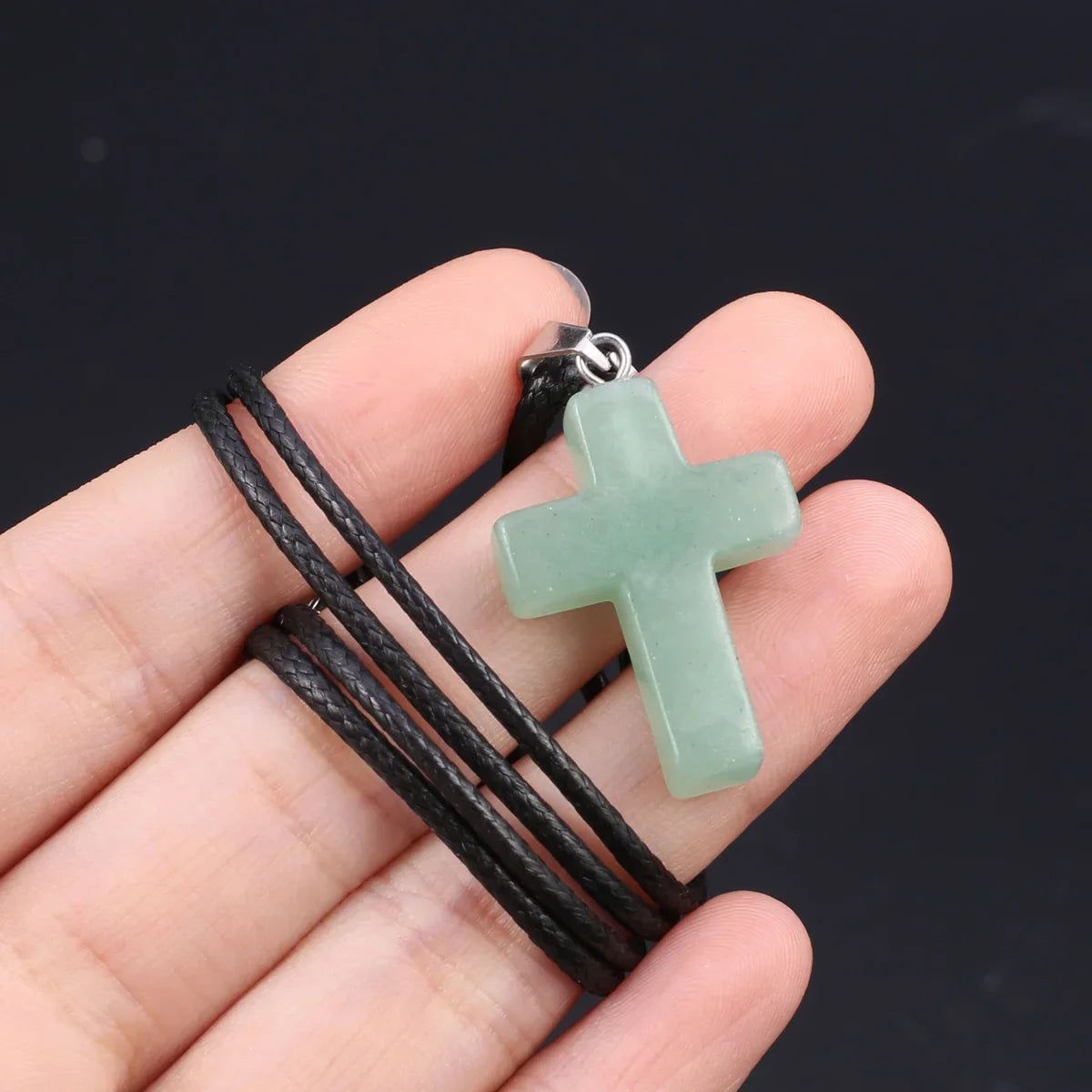 Natural Tiger Eye Cross Necklace – Semiprecious Stone Christian Pendant for Women