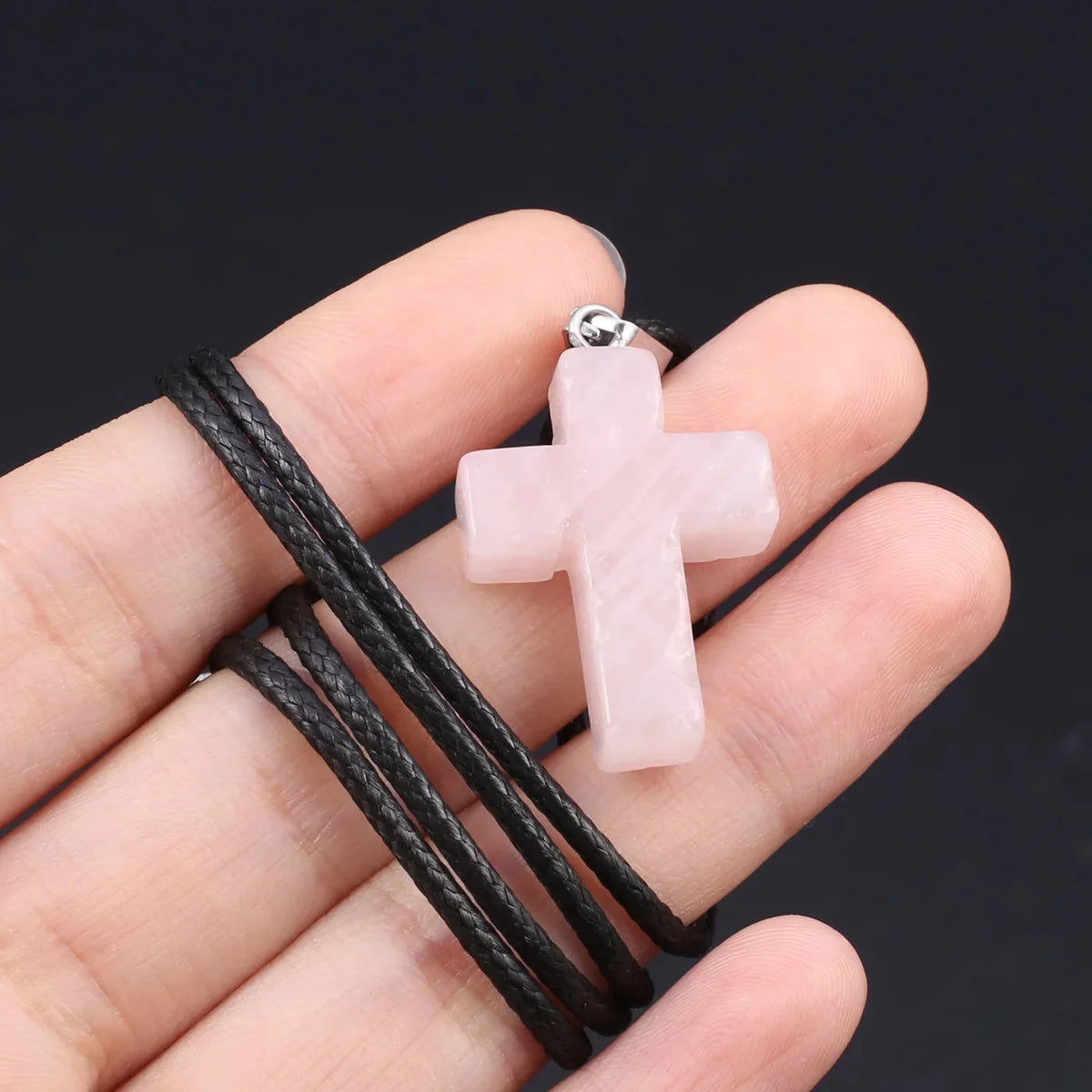 Natural Tiger Eye Cross Necklace – Semiprecious Stone Christian Pendant for Women