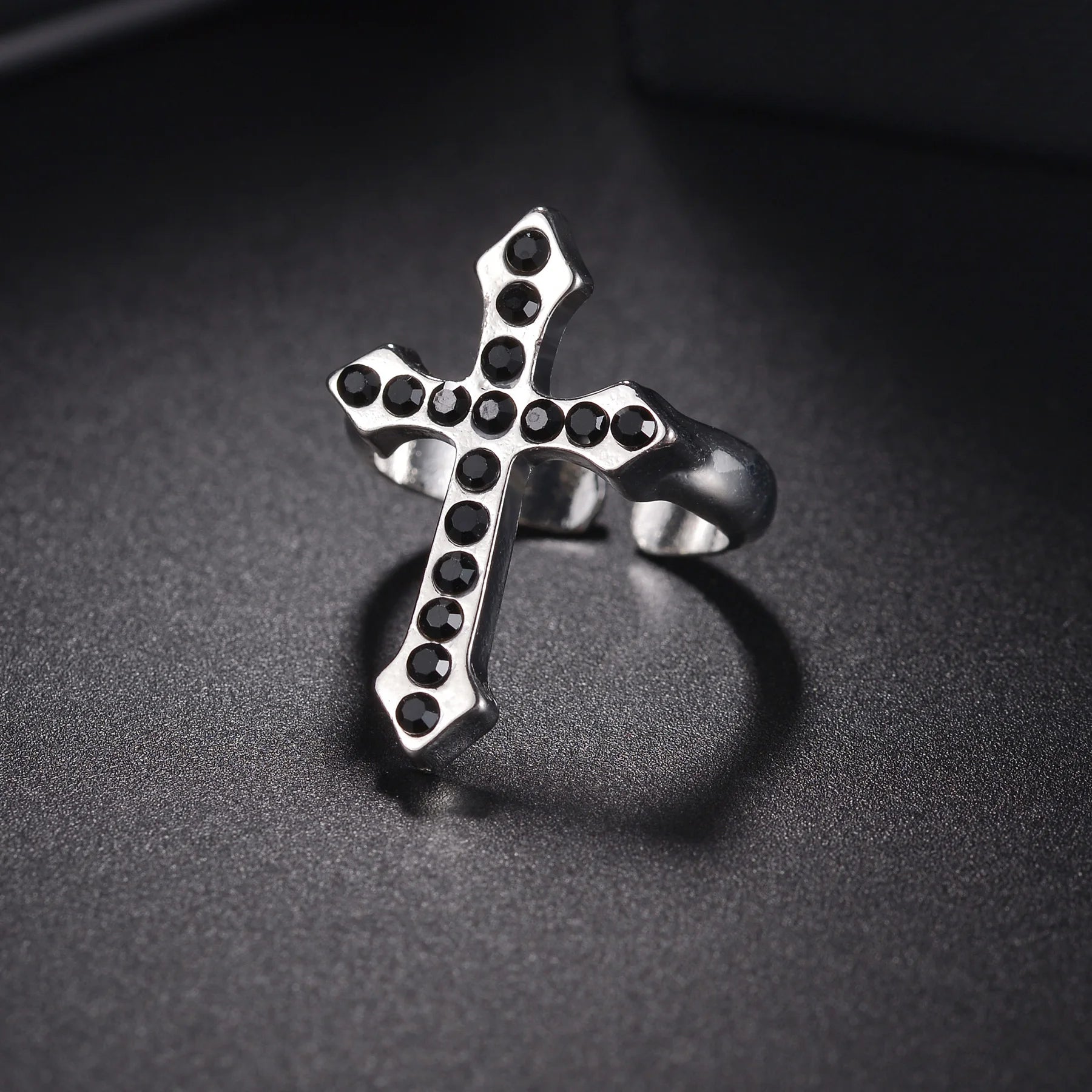 Vintage Black Cross Ring for Women Gothic Punk Steampunk Jesus Men's Ring Girl Boy Party Fashion Male Jewelry