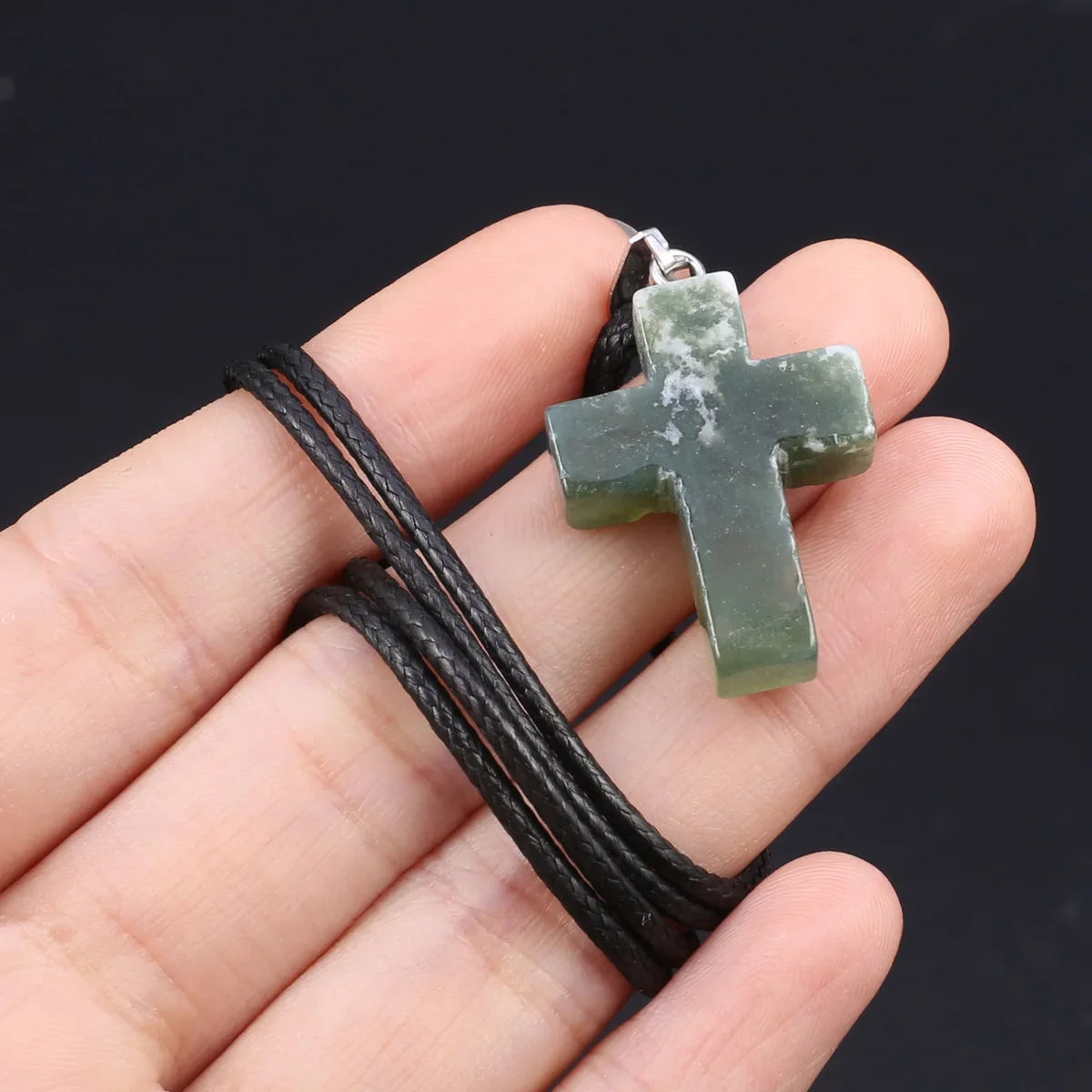 Natural Tiger Eye Cross Necklace – Semiprecious Stone Christian Pendant for Women