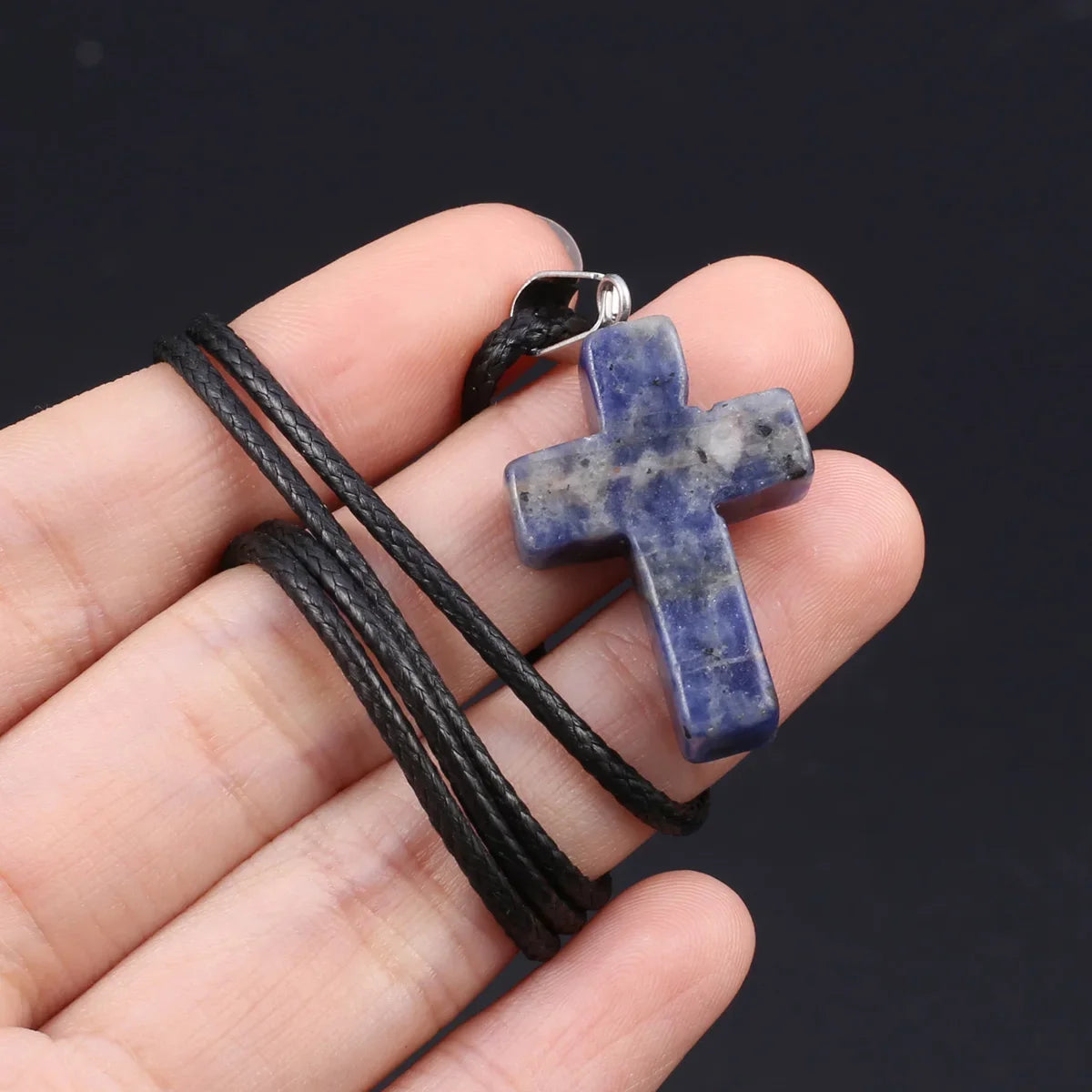 Natural Tiger Eye Cross Necklace – Semiprecious Stone Christian Pendant for Women