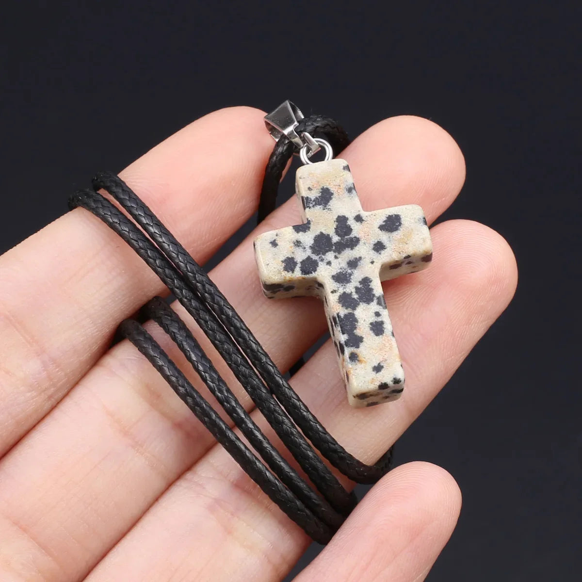 Natural Tiger Eye Cross Necklace – Semiprecious Stone Christian Pendant for Women