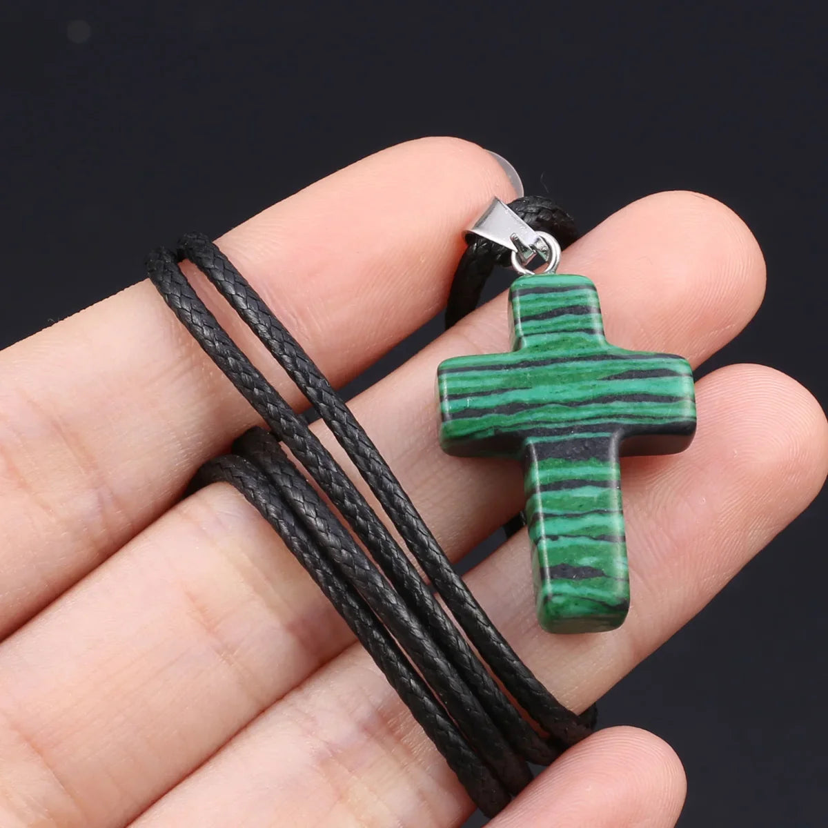 Natural Tiger Eye Cross Necklace – Semiprecious Stone Christian Pendant for Women