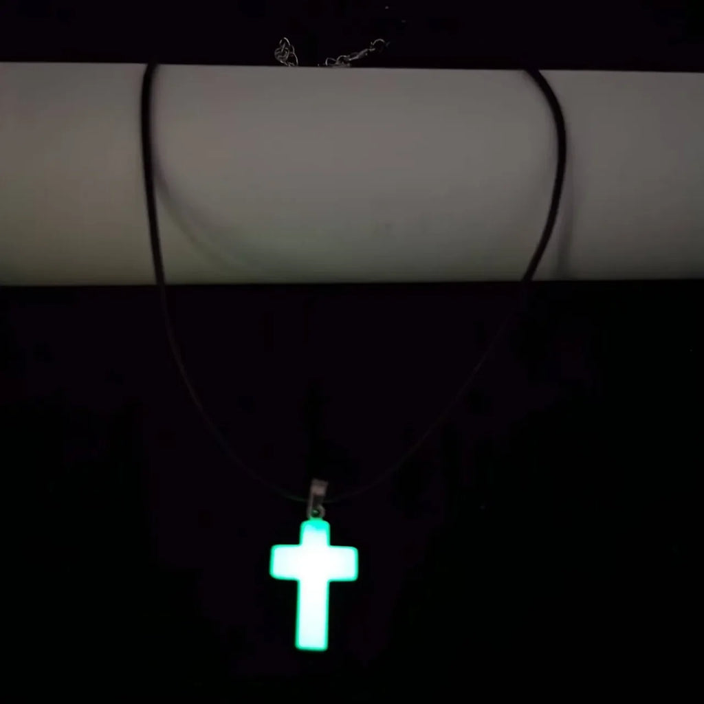 Glow in the Dark Cross Necklace – Luminous Faith Pendant for Women