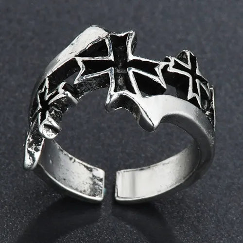 Vintage Black Cross Ring for Women Gothic Punk Steampunk Jesus Men's Ring Girl Boy Party Fashion Male Jewelry