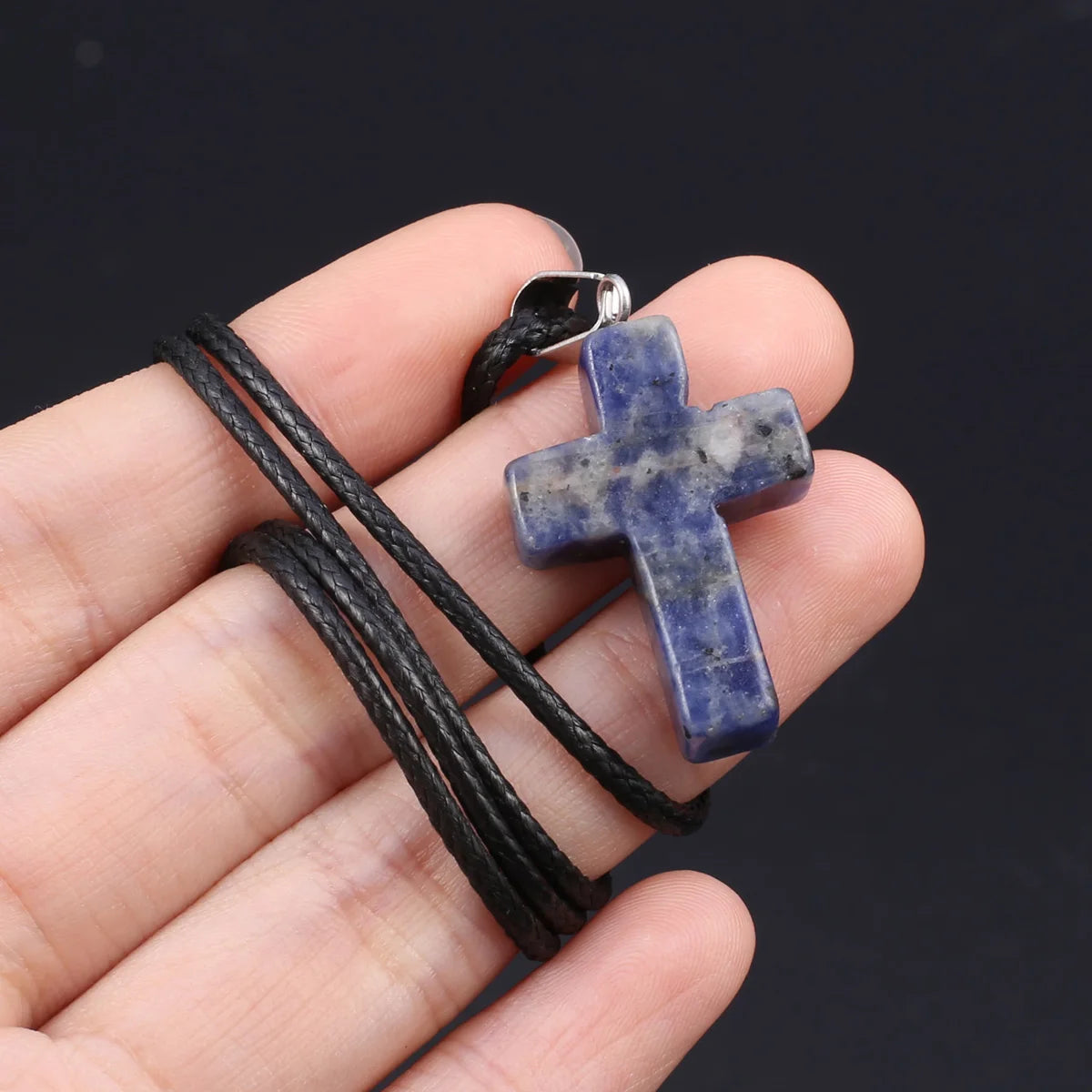 Natural Tiger Eye Cross Necklace – Semiprecious Stone Christian Pendant for Women
